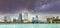 Jacksonville, Florida. Panoramic view of city downtown and brigde on a starry night with milky way, USA