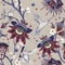 Jacobean seamless pattern. Flowers background, decorative style. Stylized climbing flowers. Decorative ornament backdrop