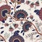 Jacobean seamless pattern. Flowers background, provence style. Stylized climbing flowers. Decorative ornament backdrop