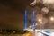 Jacques Chaban Delmas bridge over the Garonne at night in the rain, in Bordeaux in the Gironde, New Aquitaine, France