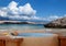 Jacuzzi at the beach with cloudy sky