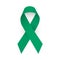 Jade green awareness ribbon as symbol hepatitis B and liver cancer. Isolate vector object