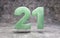 Jade number 21 on rocky backgrond