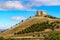 jadraque castle in guadalajara, located at the top of a steep hill with walls and difficult access, defensive fortress,