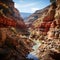 Jagged rock formations, a testament to nature\\\'s raw power, give way to the breathtaking beauty of a deep canyon