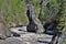 Jagged rocks along mountain stream in British Columbia Canada