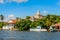 Jagua Spanish fortress fortified walls with trees and fishing boats in the foreground, Cienfuegos province, Cuba