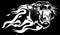 Jaguar or cougar predator head flame in black background. Vector illustration.