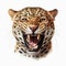 Jaguar face on a white background