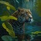 Jaguar Habitats At Rainforest. Generative AI