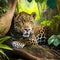 Jaguar Habitats At Rainforest. Generative AI