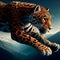 jaguar in a jump, Macro, intricate details, highly detailed, digital art