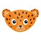 Jaguar Leopard head. Wild cat smiling face. Orange panther with spot. Cute cartoon character. Baby animal collection. Childish dra