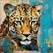 Jaguar Painting: Drips And Splatters In Turquoise And Gold