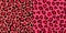 Jaguar pink tracery seamless pattern. Puma crimson spots with black cheetah outlines in vivid scheme red leopard.