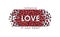 Jaguar skin romance love in you heart background. Tracery spots with red puma camouflage outlines in white leopard.