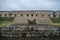 Jaguar throne and Governor`s Palace in the foreground. Uxmal, Yu