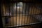 Jail or prison cell. Old grunge prison miniature. Dark prison interior creative decoration. Empty cell. Selective focus Obsolete