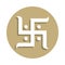 Jainism Hinduim Swastika sign icon in badge style. One of religion symbol collection icon can be used for UI, UX