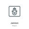 Jainism outline vector icon. Thin line black jainism icon, flat vector simple element illustration from editable religion concept