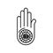 Jainism religion symbol, Ahimsa hand Dharmachakra