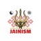 Jainism religion symbol icon, Jain Dharma signs