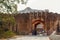 JAIPUR, INDIA - JANUARY 12, 2018: One of the gates in the ancient fort Amer. Historical monument of the Great Mogul dynasty.