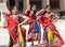 Jaipur, India March 27 2023 Young dancing girls in traditional clothes dance