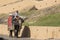 JAIPUR, INDIA - SEPTEMBER 18, 2017: Unidentified men ride decorated elephants in Jaleb Chowk in Amber Fort in Jaipur, India.