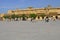Jaipur, Rajasthan, India: Majestic courtyard of Amber Fort in Jaipur, tourists enjoying the architecture of the palace