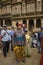 JAISALMER, RAJASTHAN, INDIA, November 2018, Tourist in traditional Rajasthani turban and costume near Kothari`s Patwon ki Haveli