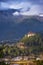 Jakar Dzong and town houses in early morning ,Chokhor valley , central Bhutan