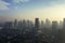 Jakarta city with air polluted at dawning time