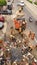 Jakarta, jakarta / indonesia - january 4th 2020:  The janitor cleaning and transporting the rubbish left over by the flood disaste