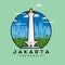 Jakarta Monas Flat Vector Design Illustration. National Monument of Indonesia the Landmark of Jakarta City