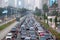 Jakarta traffic jam on weekdays at busy hours