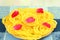 jalebi traditional gujrati indian snack food dish in de focused circle background