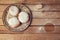 Jam doughnuts with icing sugar for Hanukkah holiday celebration