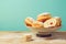 Jam doughnuts with icing sugar for Hanukkah holiday celebration