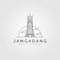 Jam gadang line art logo vector illustration design, jam gadang bukittinggi landamrk