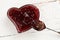 Jam in heart shaped glass dish