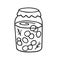 Jam jar doodle, cooking nutrient. Hand-drawn nutritious treat sweet food, high-calorie eating, unhealthy vegetable diet. Sketch,