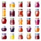 Jam jar icons set cartoon vector. Jelly fruit