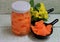 Jam of my grandmother stylized as a jam of tangerine cloves in a glass jar