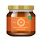 Jam orange. Glass jar with jam and configure. Vector illustration. Packaging collection. Label for jam. Bank realistic