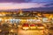 Jamaa el Fna market square in sunset, Marrakesh, Morocco, north Africa.