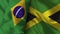 Jamaica and Brazil Realistic Flag â€“ Fabric Texture Illustration