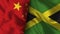 Jamaica and China Realistic Flag â€“ Fabric Texture Illustration