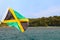 Jamaica flag waving sea beach sky