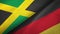 Jamaica and Germany two flags textile cloth, fabric texture